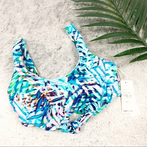 PQ Palmas Blue Tropical Knot Bikini Top Size Small S - Picture 2 of 10